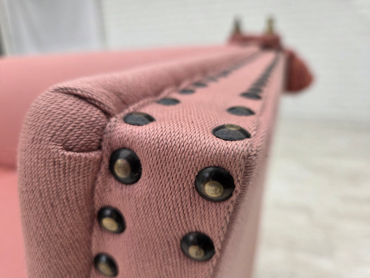 1970s, Danish 2-seater "Spanish" drop arm sofa, furniture wool.