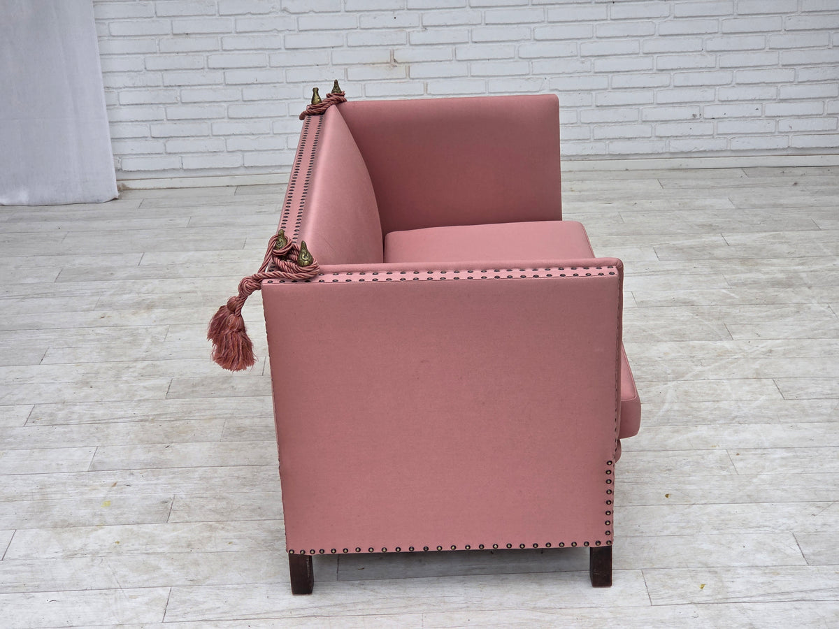 1970s, Danish 2-seater "Spanish" drop arm sofa, furniture wool.