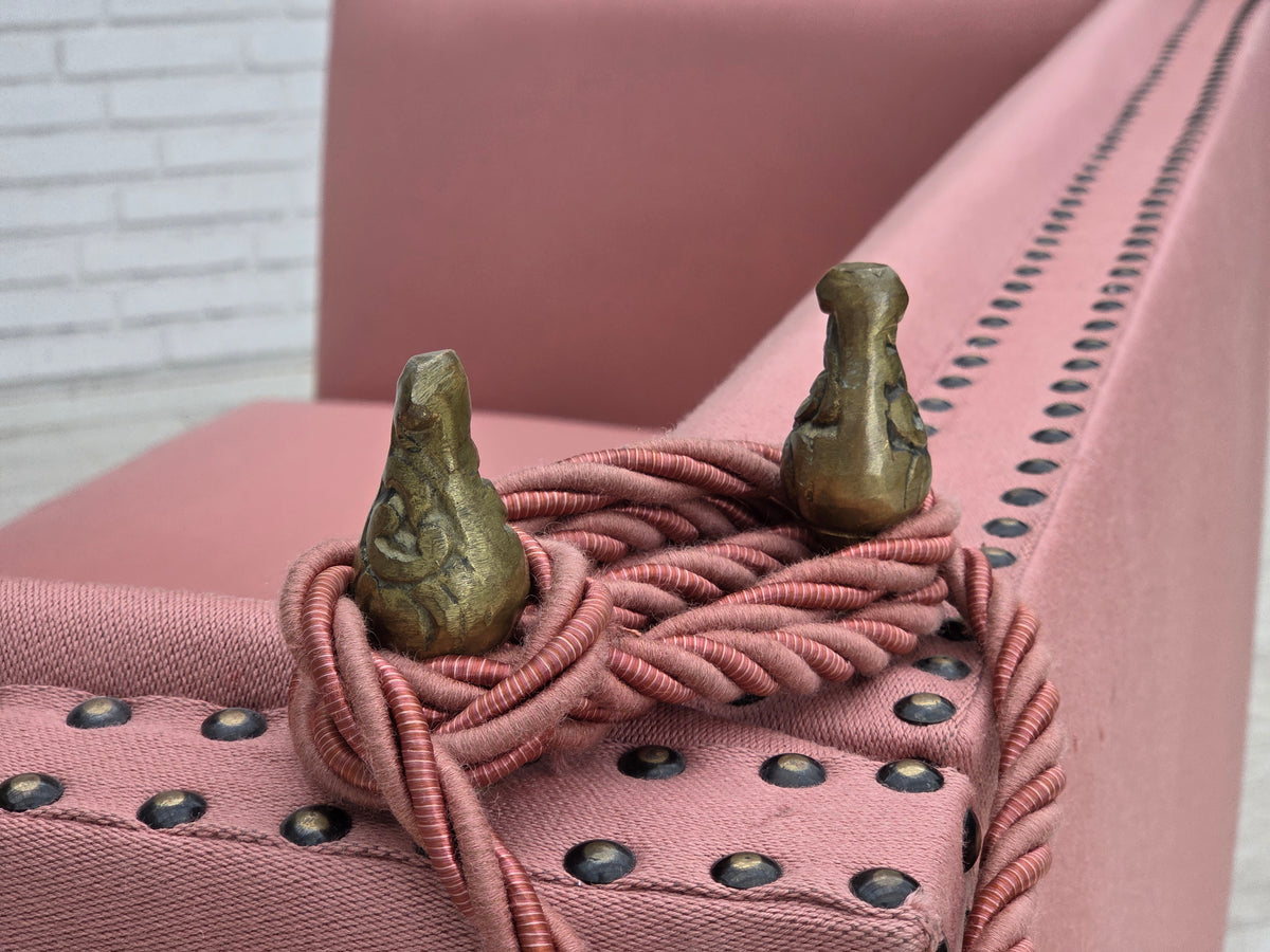 1970s, Danish 2-seater "Spanish" drop arm sofa, furniture wool.