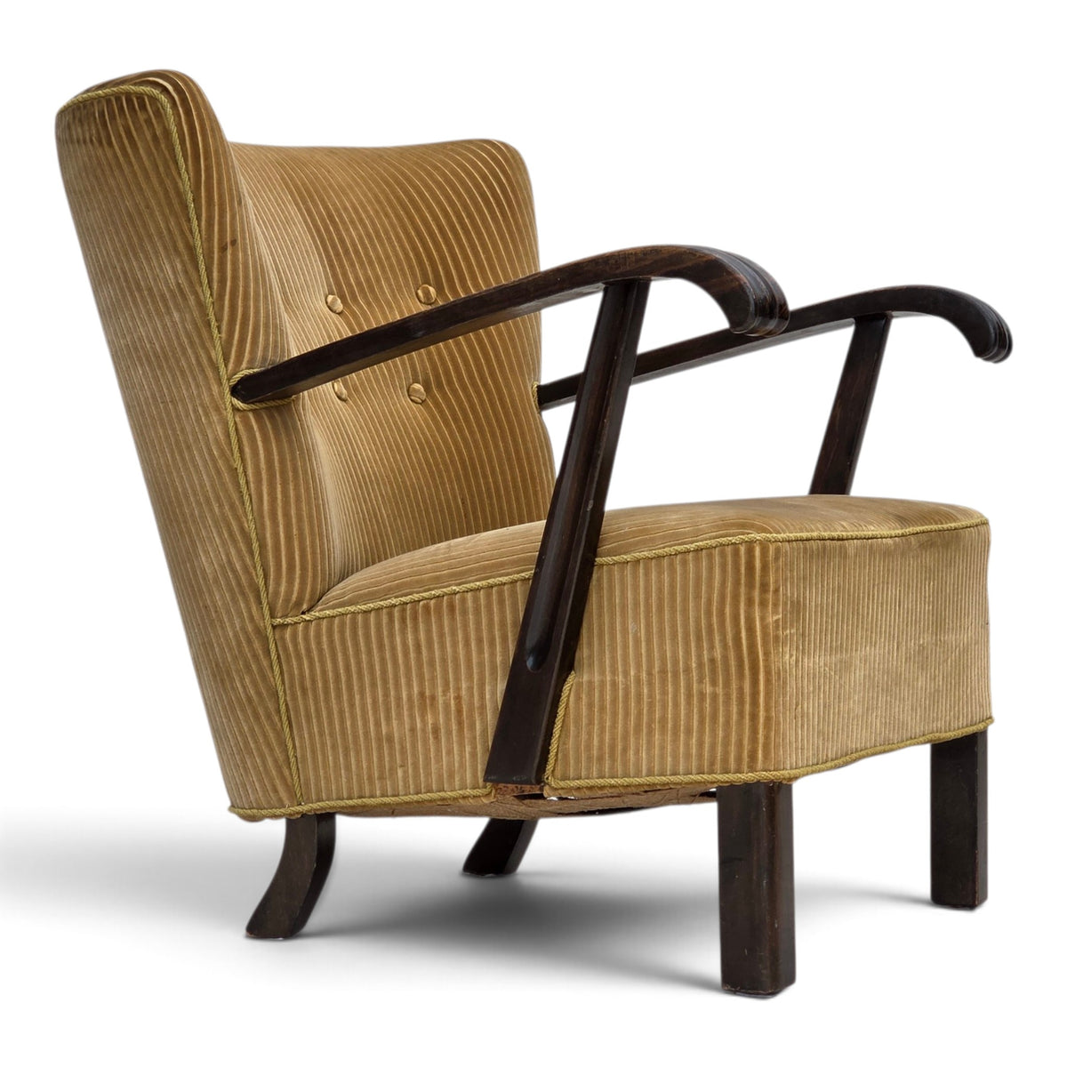 1950s, Danish armchair, furniture corduroy, beech wood.