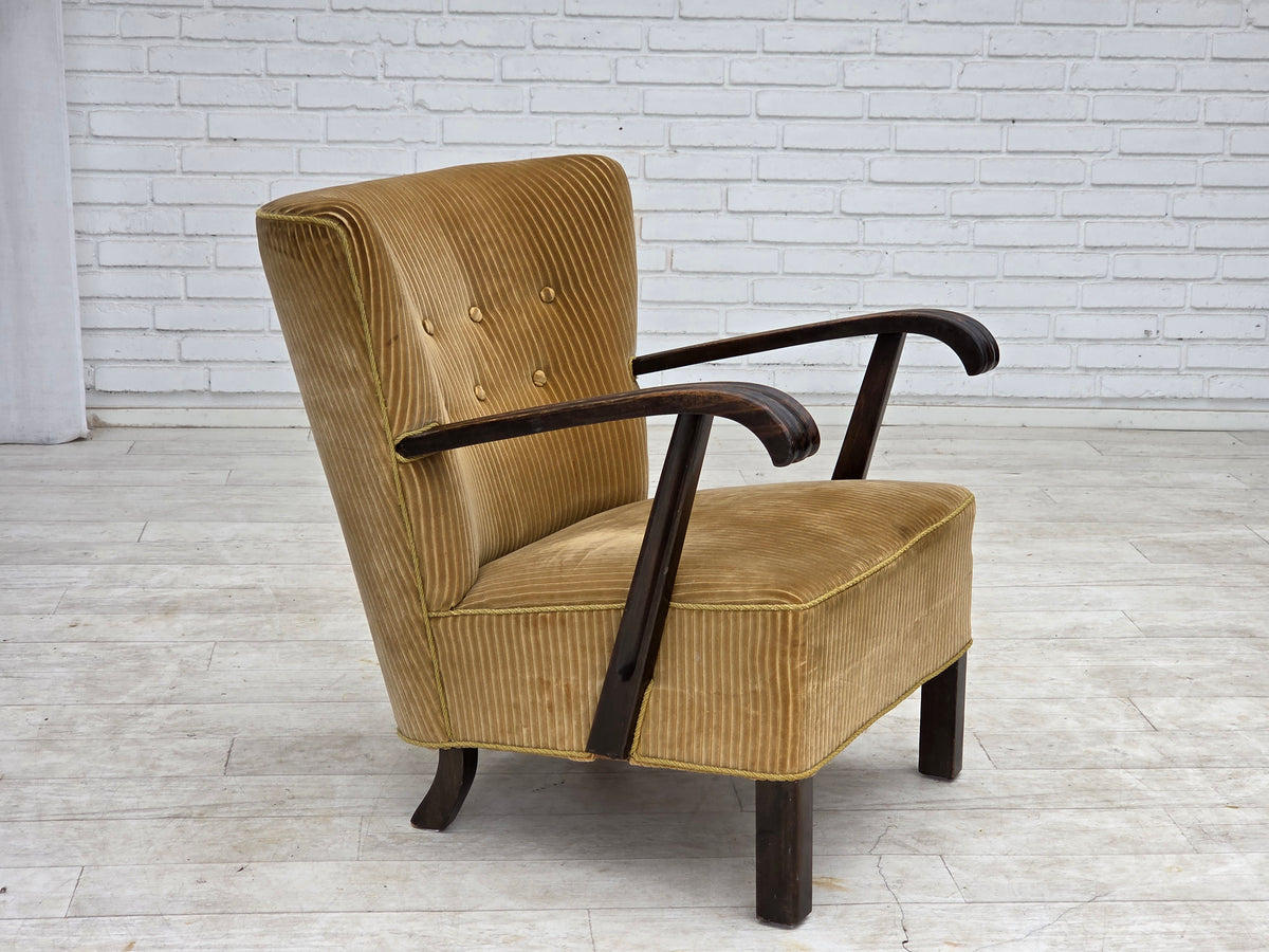 1950s, Danish armchair, furniture corduroy, beech wood.