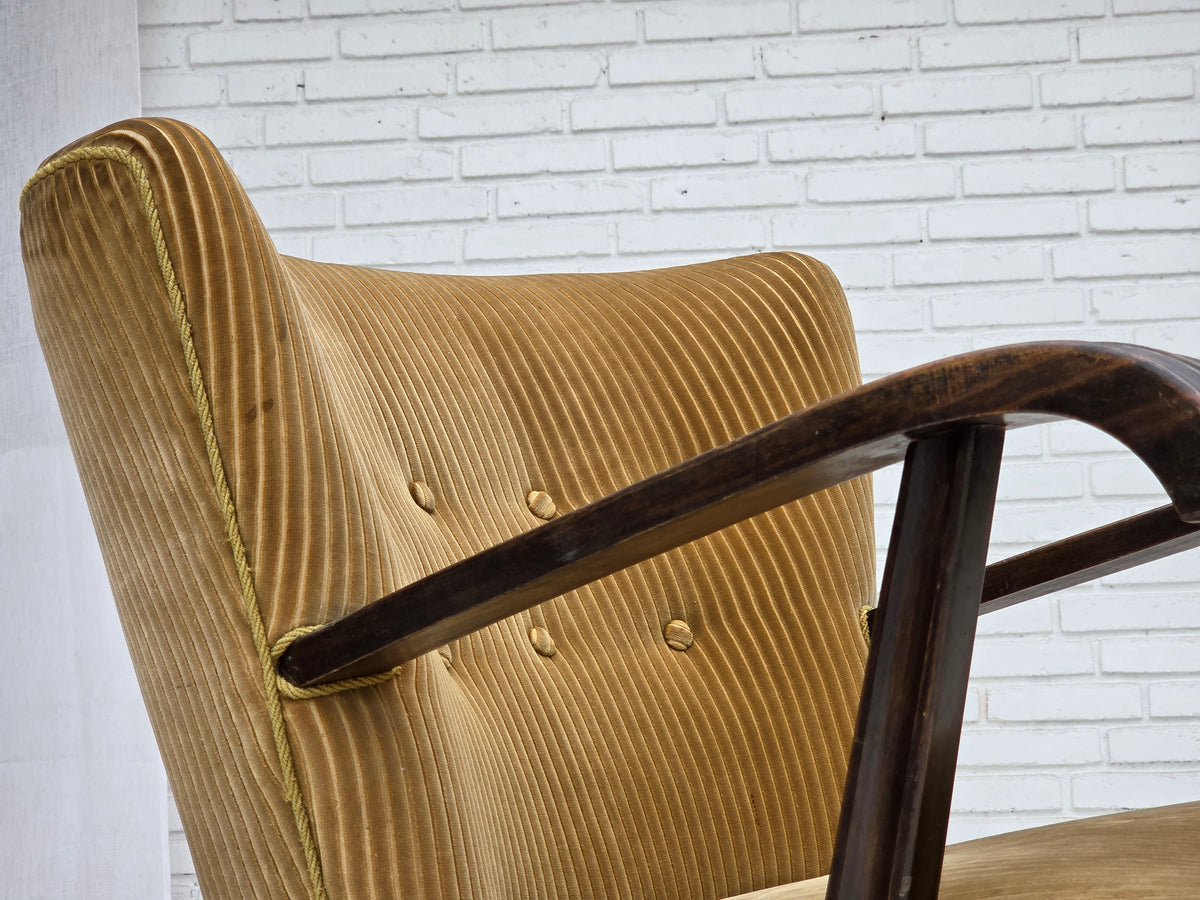 1950s, Danish armchair, furniture corduroy, beech wood.