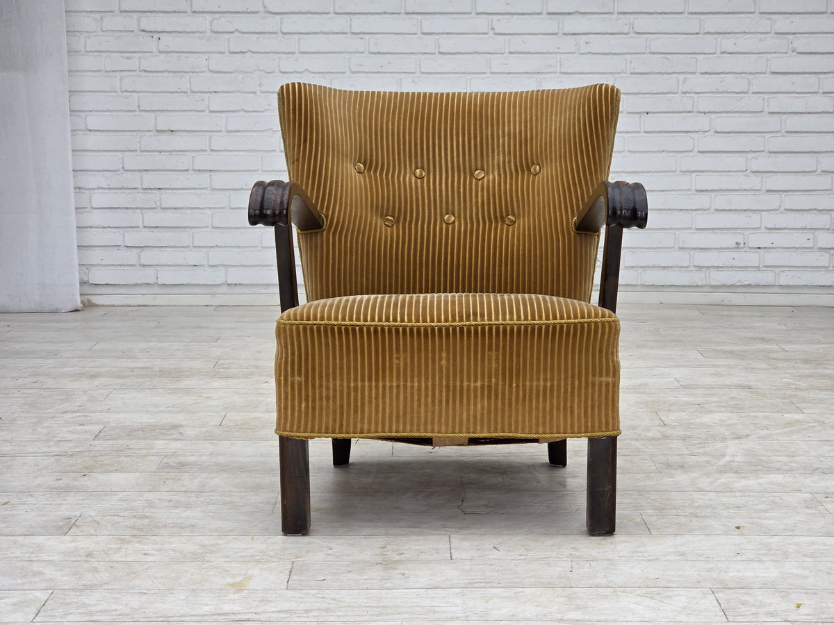 1950s, Danish armchair, furniture corduroy, beech wood.