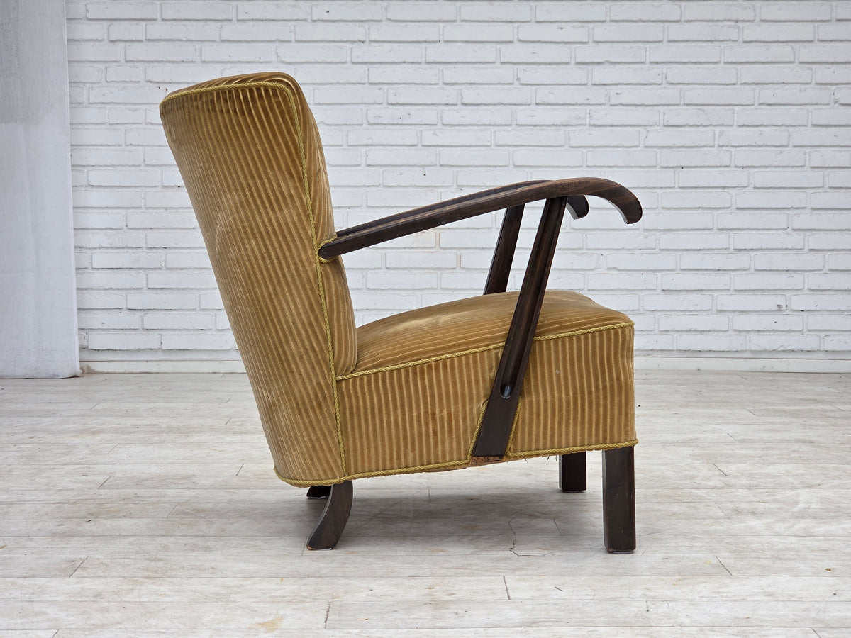 1950s, Danish armchair, furniture corduroy, beech wood.