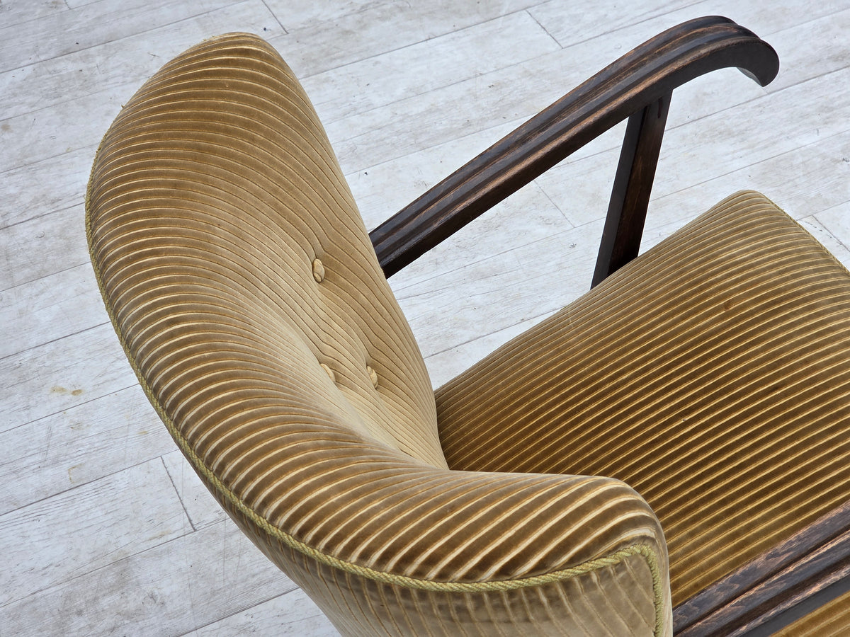 1950s, Danish armchair, furniture corduroy, beech wood.