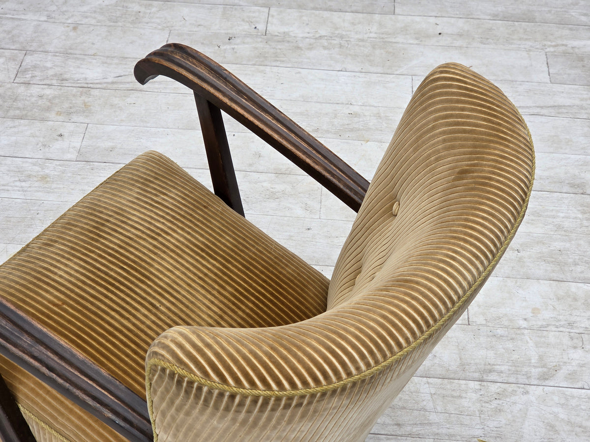 1950s, Danish armchair, furniture corduroy, beech wood.