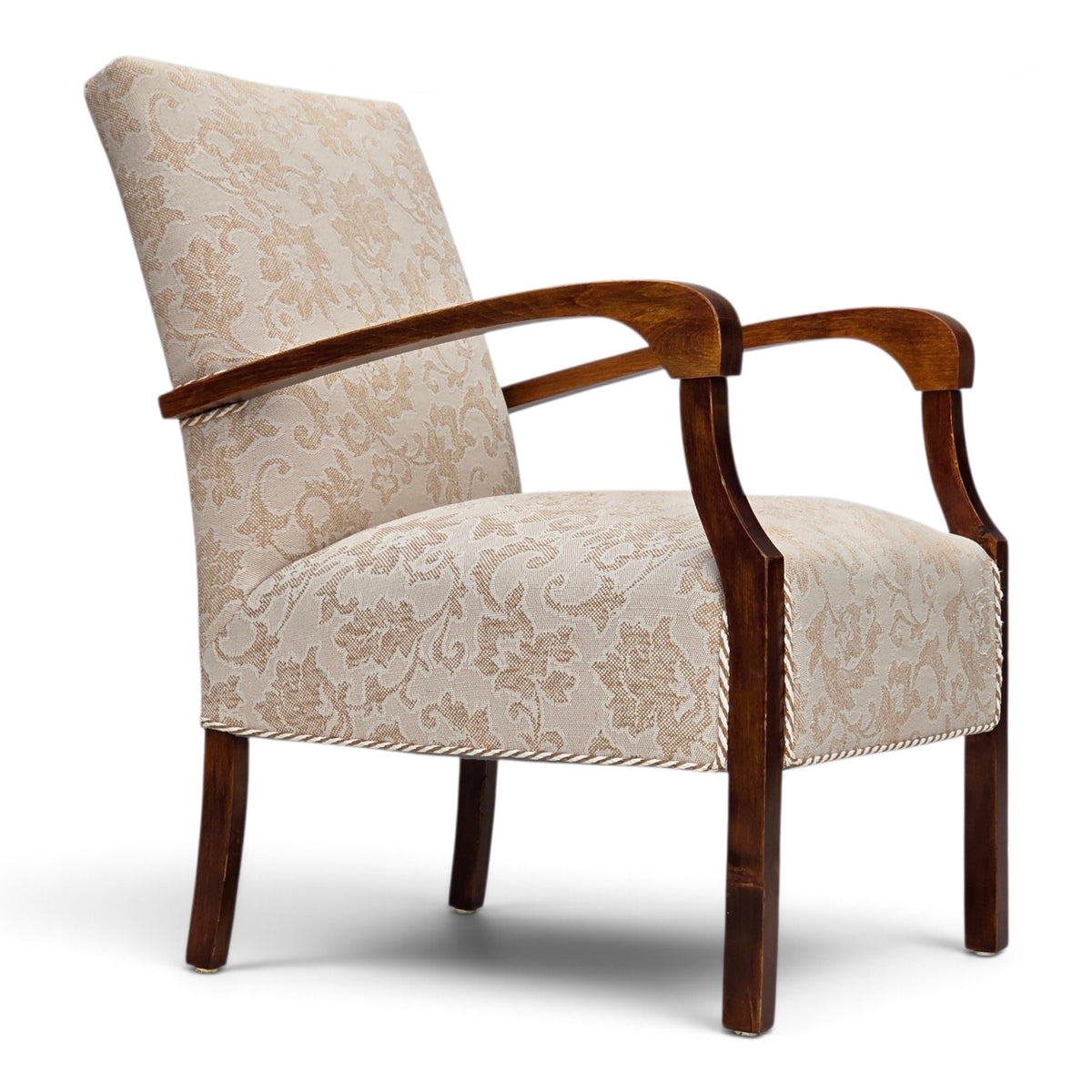 1960s, Danish armchair, furniture wool fabric, beech wood.