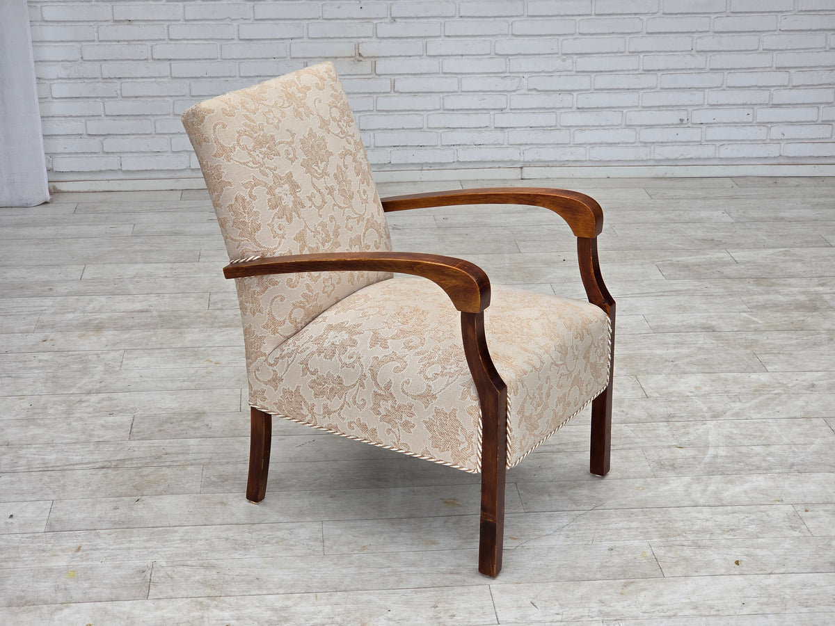 1960s, Danish armchair, furniture wool fabric, beech wood.
