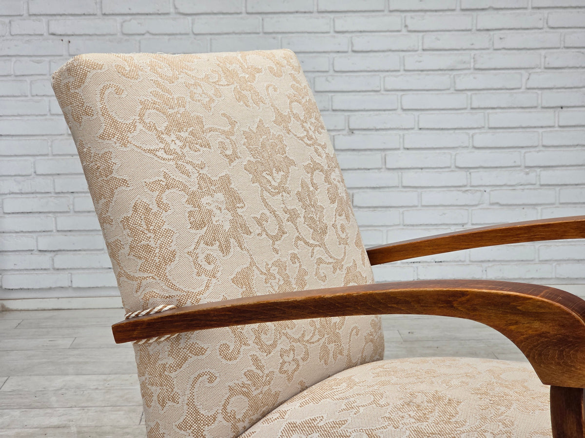 1960s, Danish armchair, furniture wool fabric, beech wood.