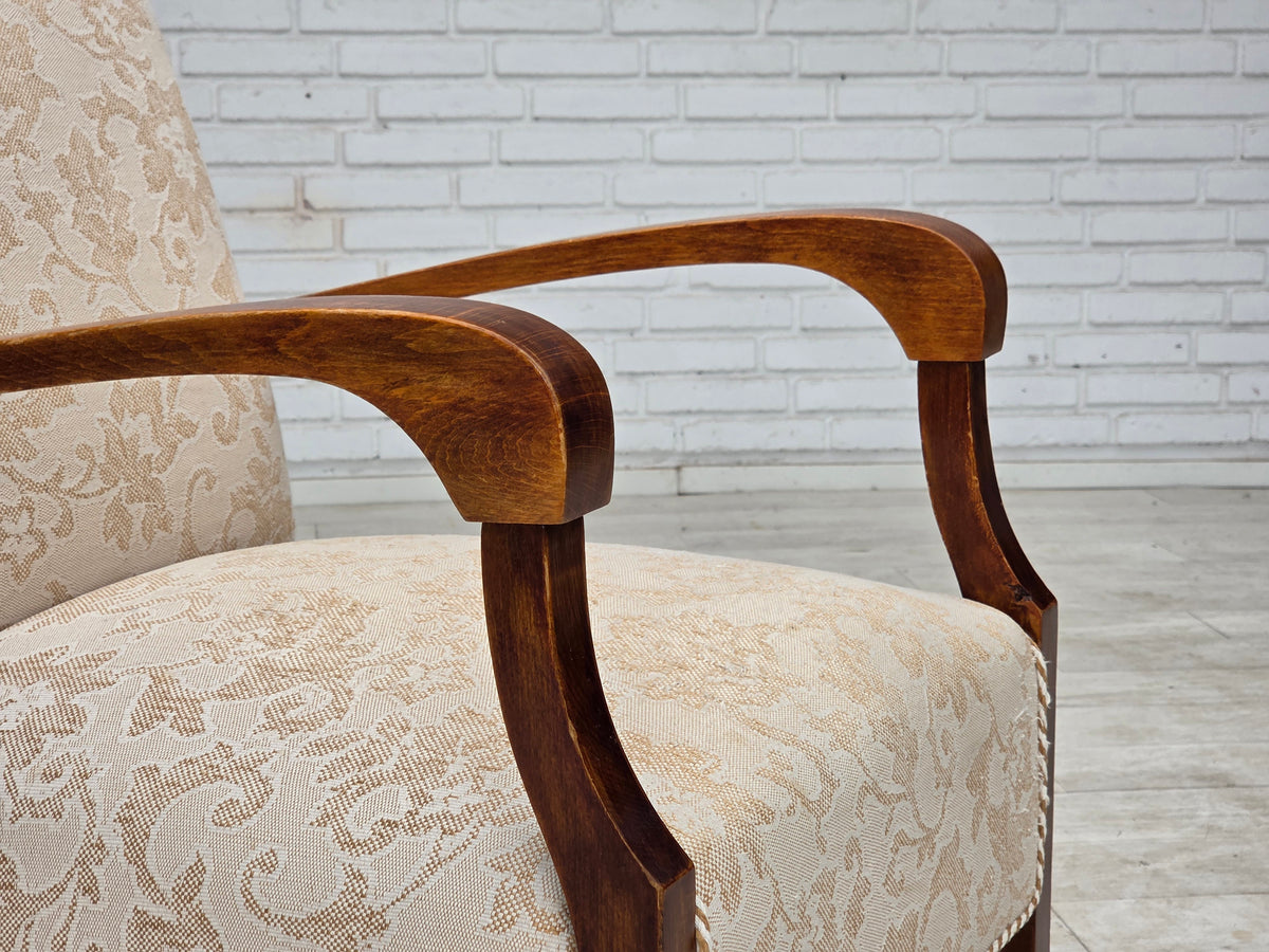 1960s, Danish armchair, furniture wool fabric, beech wood.