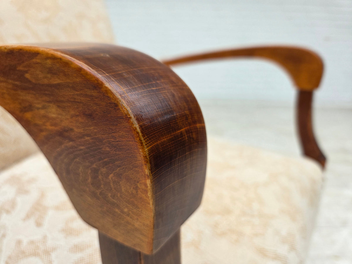 1960s, Danish armchair, furniture wool fabric, beech wood.