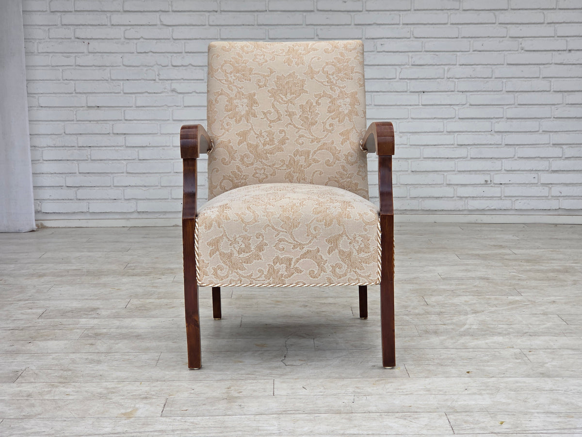 1960s, Danish armchair, furniture wool fabric, beech wood.