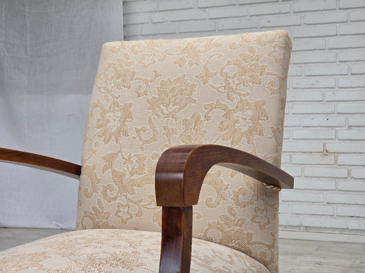 1960s, Danish armchair, furniture wool fabric, beech wood.