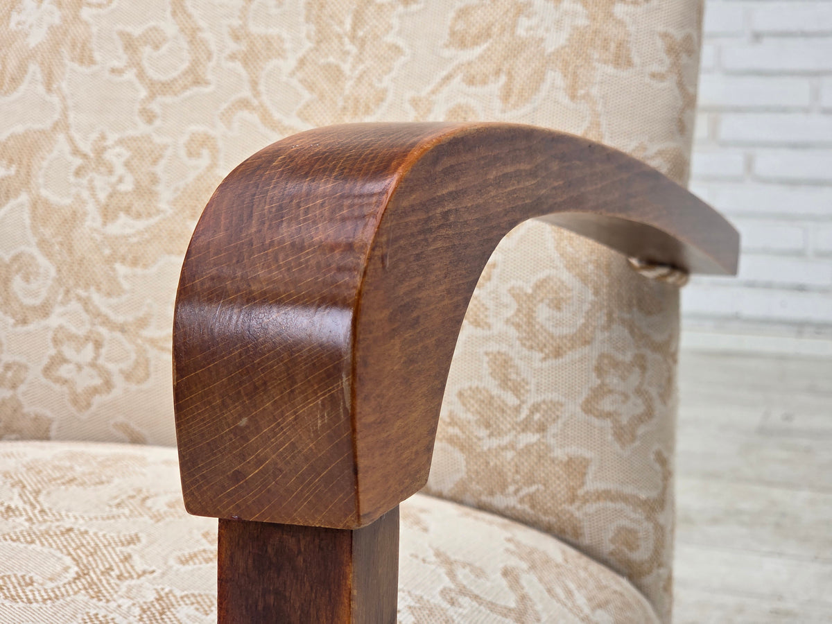 1960s, Danish armchair, furniture wool fabric, beech wood.