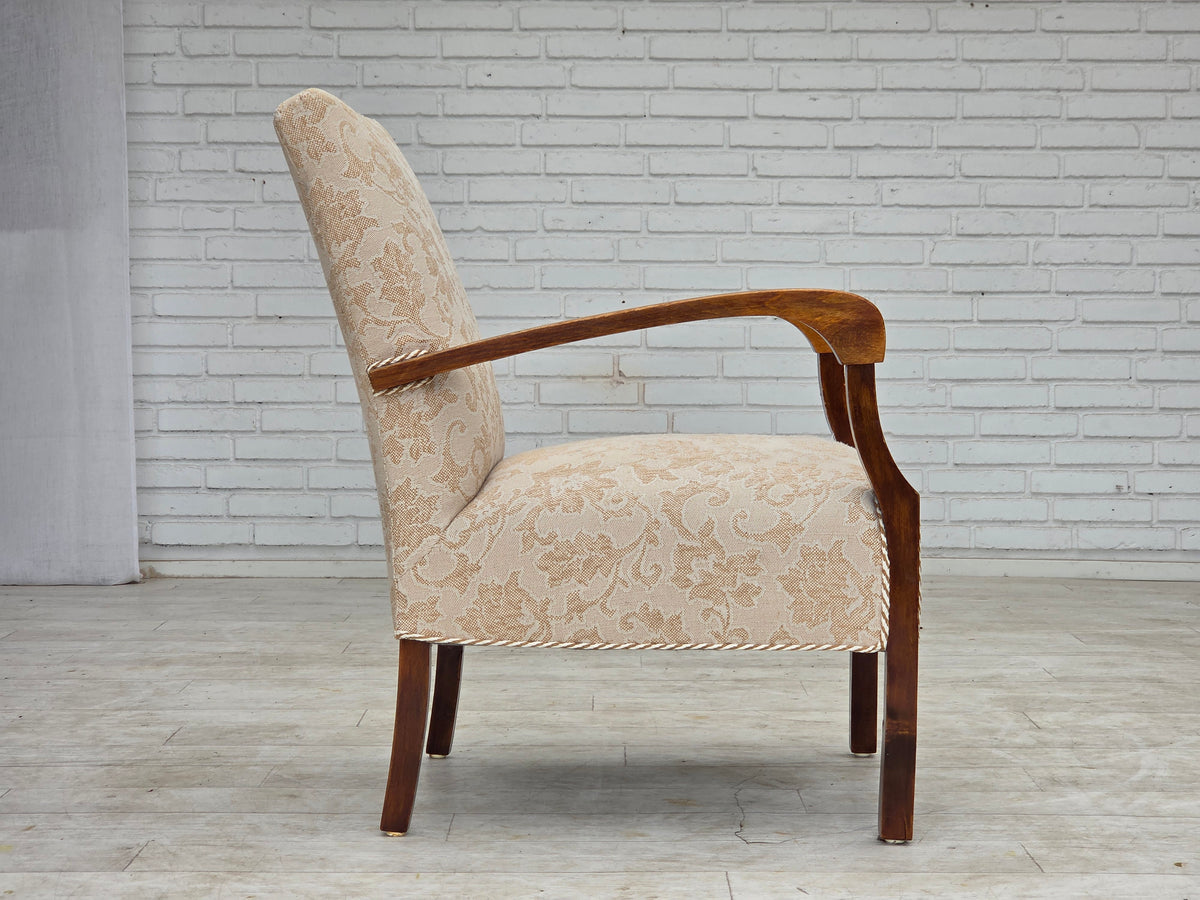1960s, Danish armchair, furniture wool fabric, beech wood.