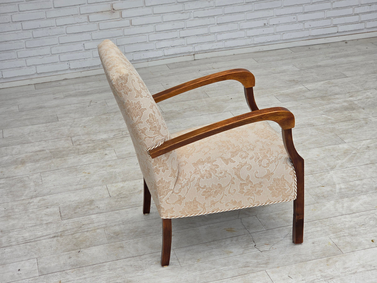 1960s, Danish armchair, furniture wool fabric, beech wood.
