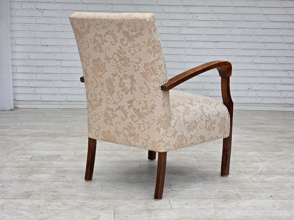 1960s, Danish armchair, furniture wool fabric, beech wood.