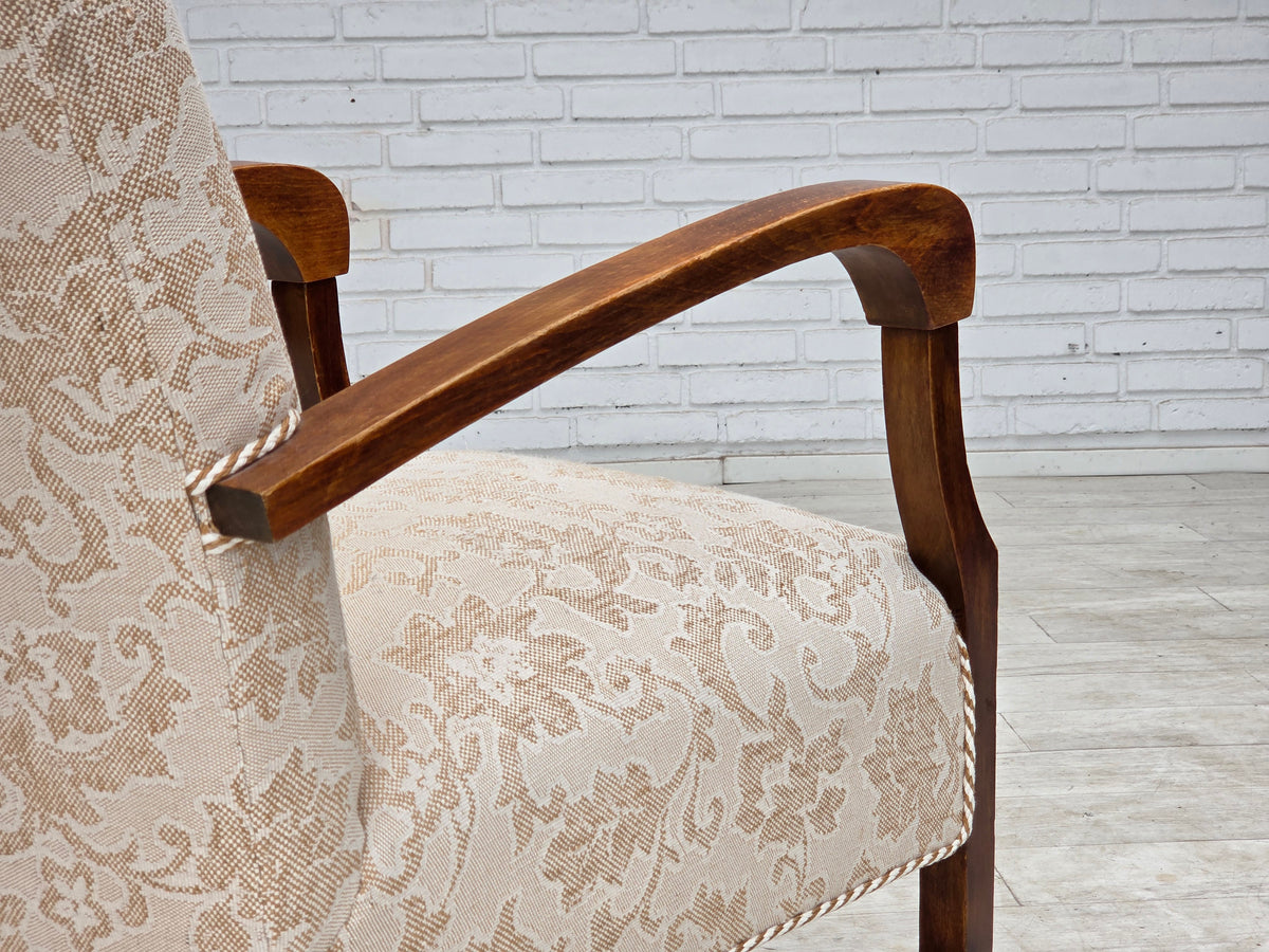 1960s, Danish armchair, furniture wool fabric, beech wood.