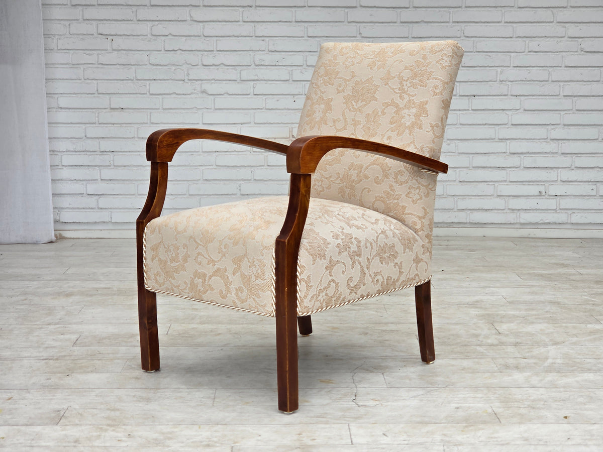 1960s, Danish armchair, furniture wool fabric, beech wood.