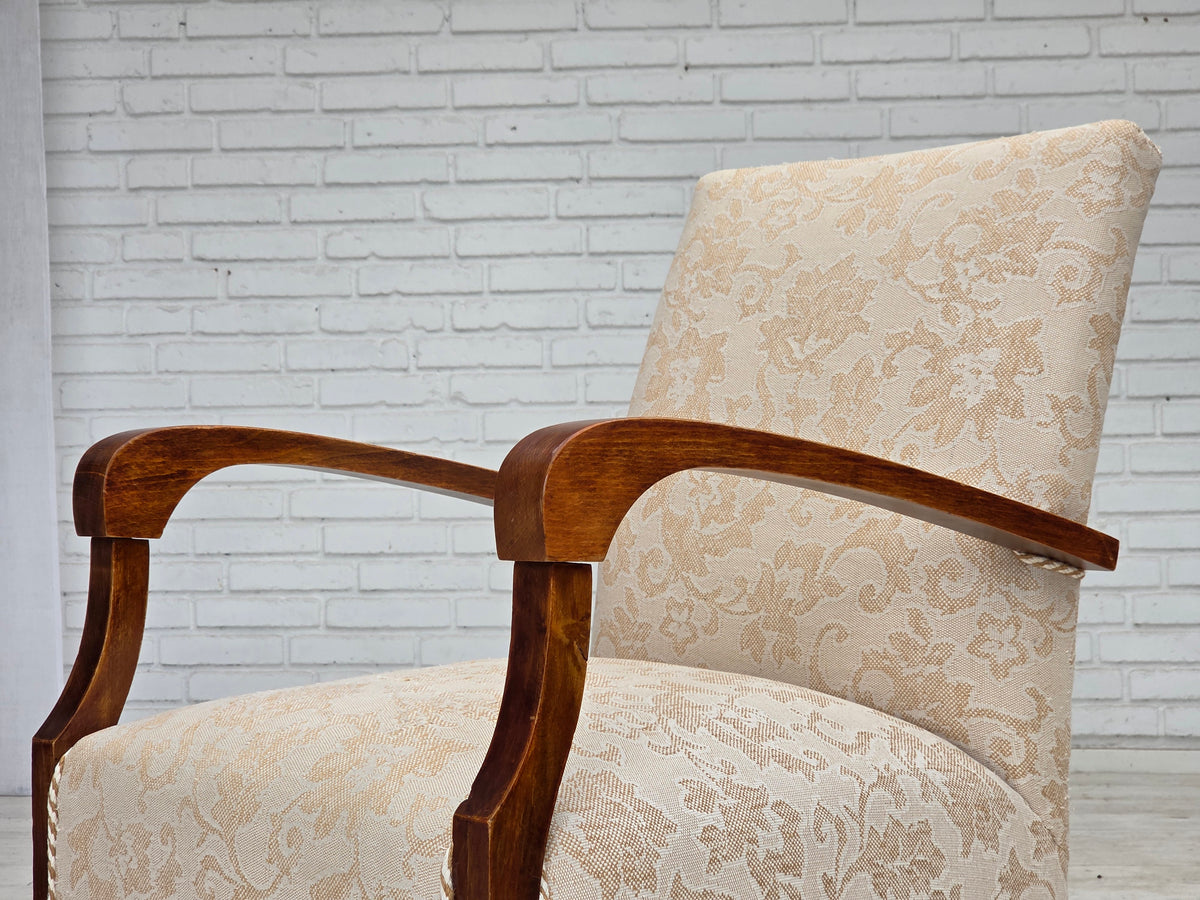 1960s, Danish armchair, furniture wool fabric, beech wood.