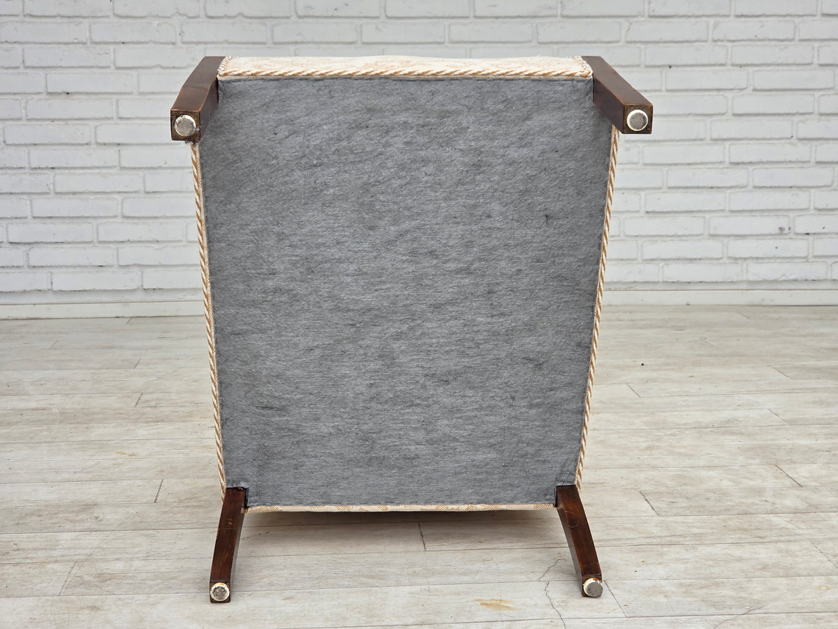 1960s, Danish armchair, furniture wool fabric, beech wood.