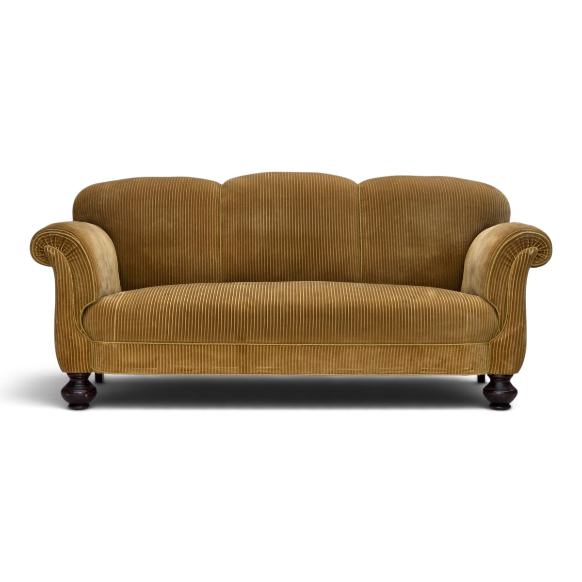 1950s, Danish 3-seater sofa, furniture corduroy, beech wood.
