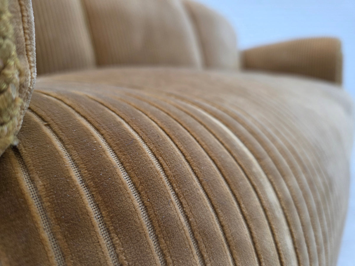1950s, Danish 3-seater sofa, furniture corduroy, beech wood.
