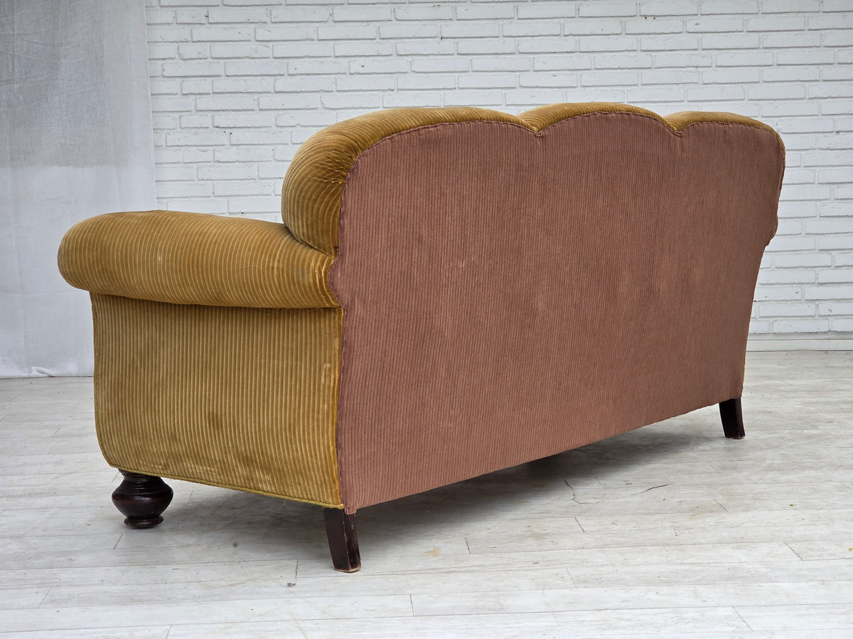 1950s, Danish 3-seater sofa, furniture corduroy, beech wood.