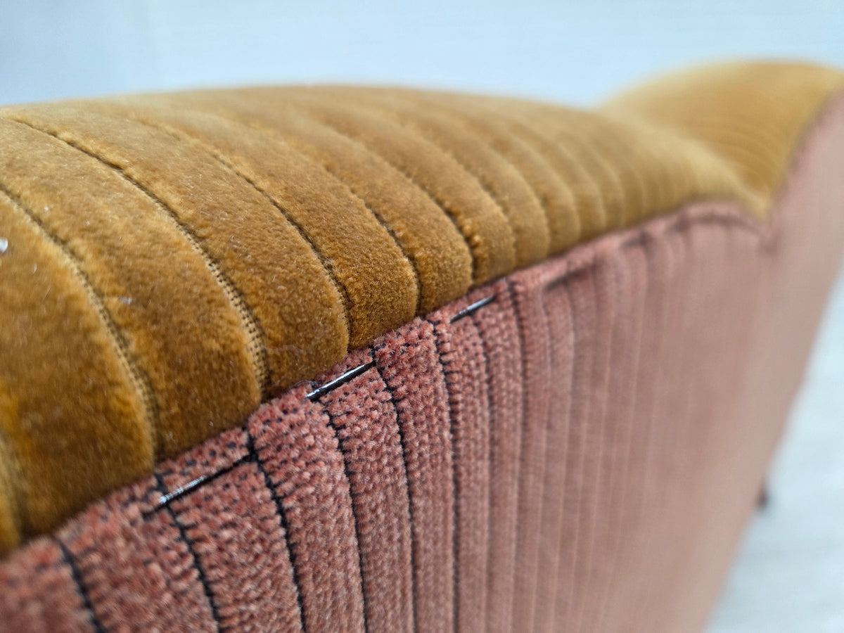 1950s, Danish 3-seater sofa, furniture corduroy, beech wood.