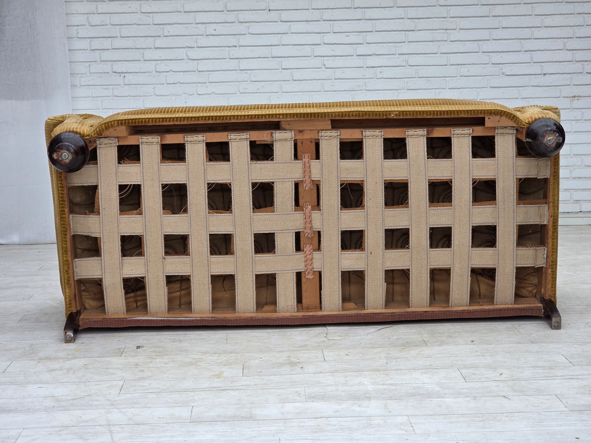 1950s, Danish 3-seater sofa, furniture corduroy, beech wood.