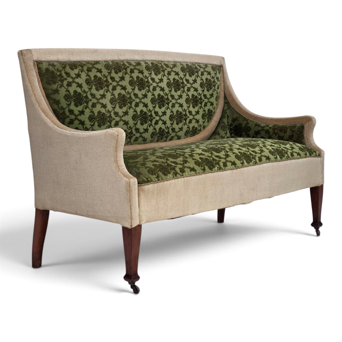 1930s, Danish 2-seater sofa, furniture velour, ash wood.