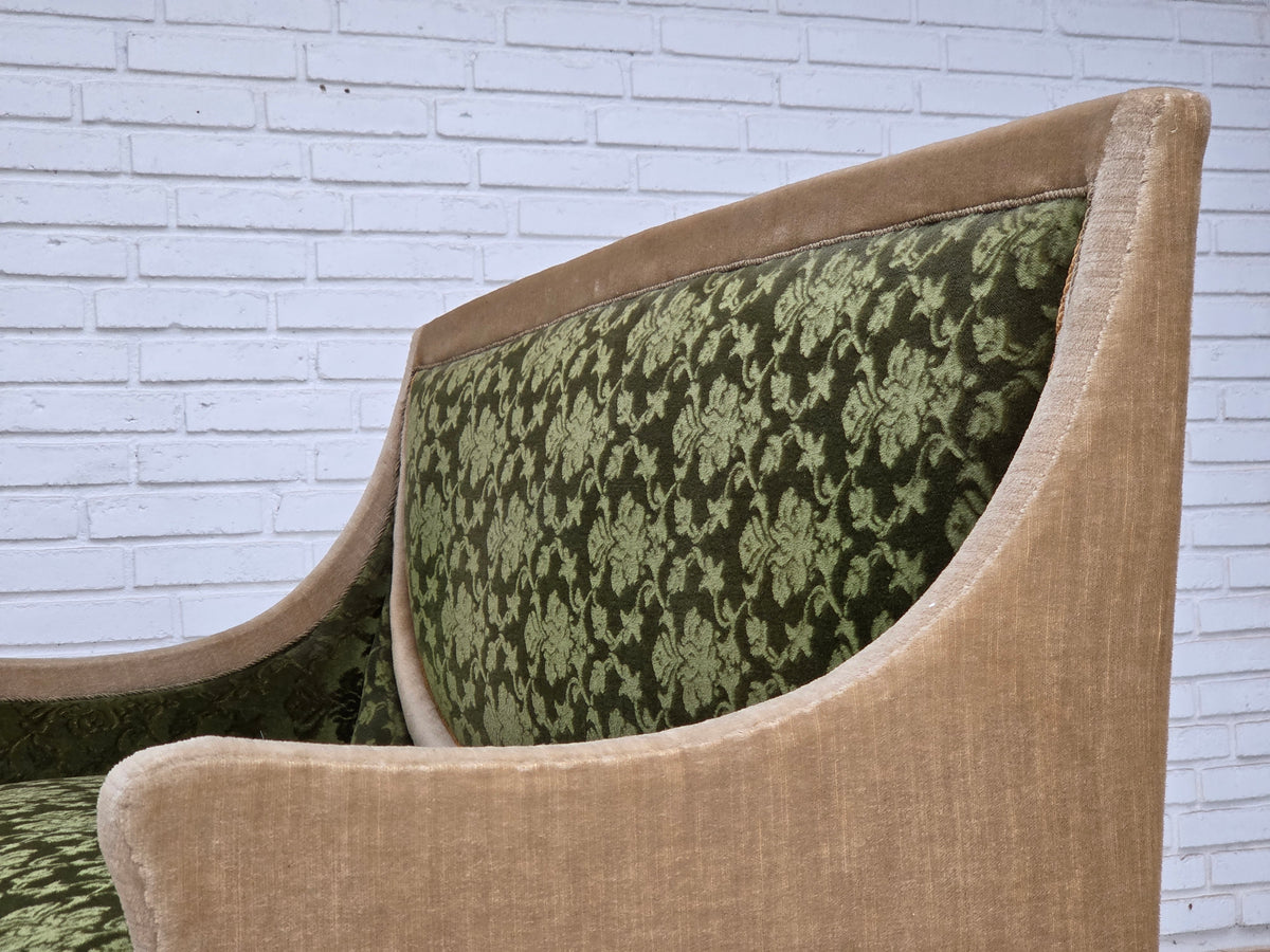 1930s, Danish 2-seater sofa, furniture velour, ash wood.