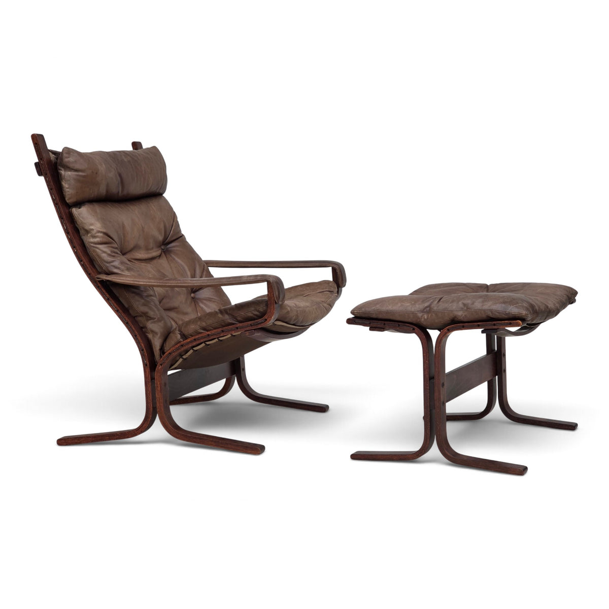 1970s, Norwegian design by Ingmar Relling, chair model "Siesta" with footstool.