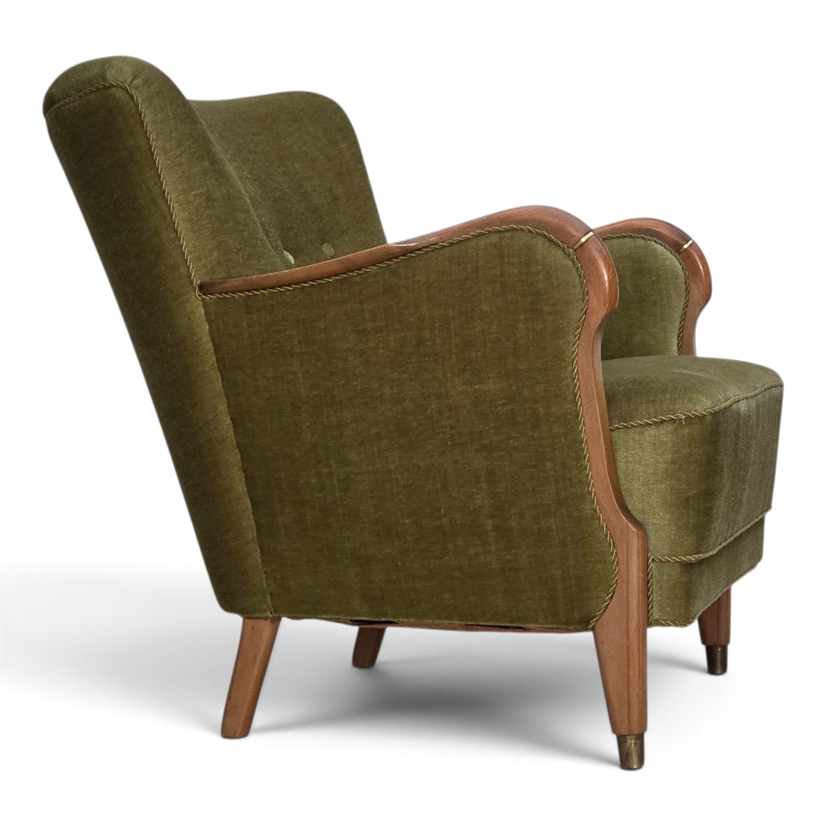 1960s, Danish armchair, furniture velour, beech wood.