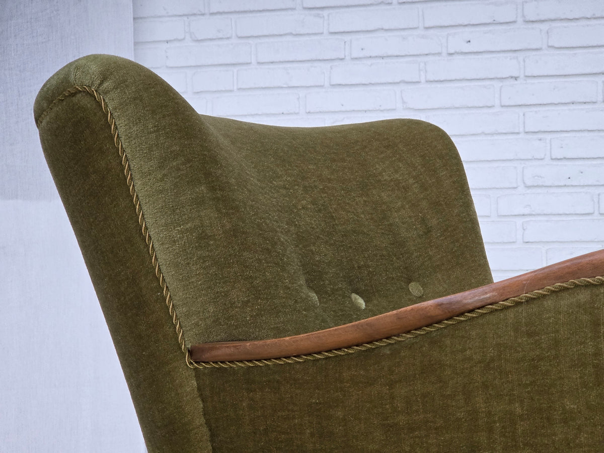 1960s, Danish armchair, furniture velour, beech wood.