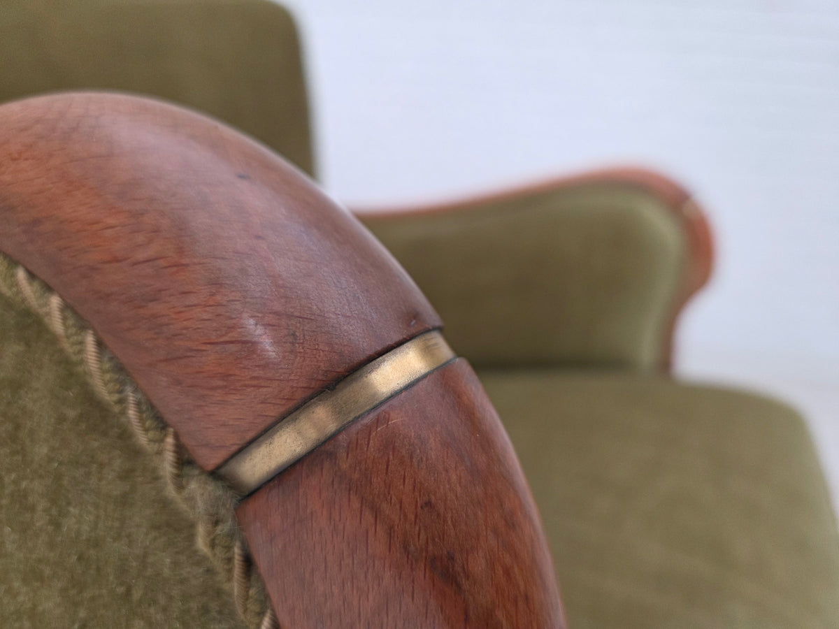 1960s, Danish armchair, furniture velour, beech wood.