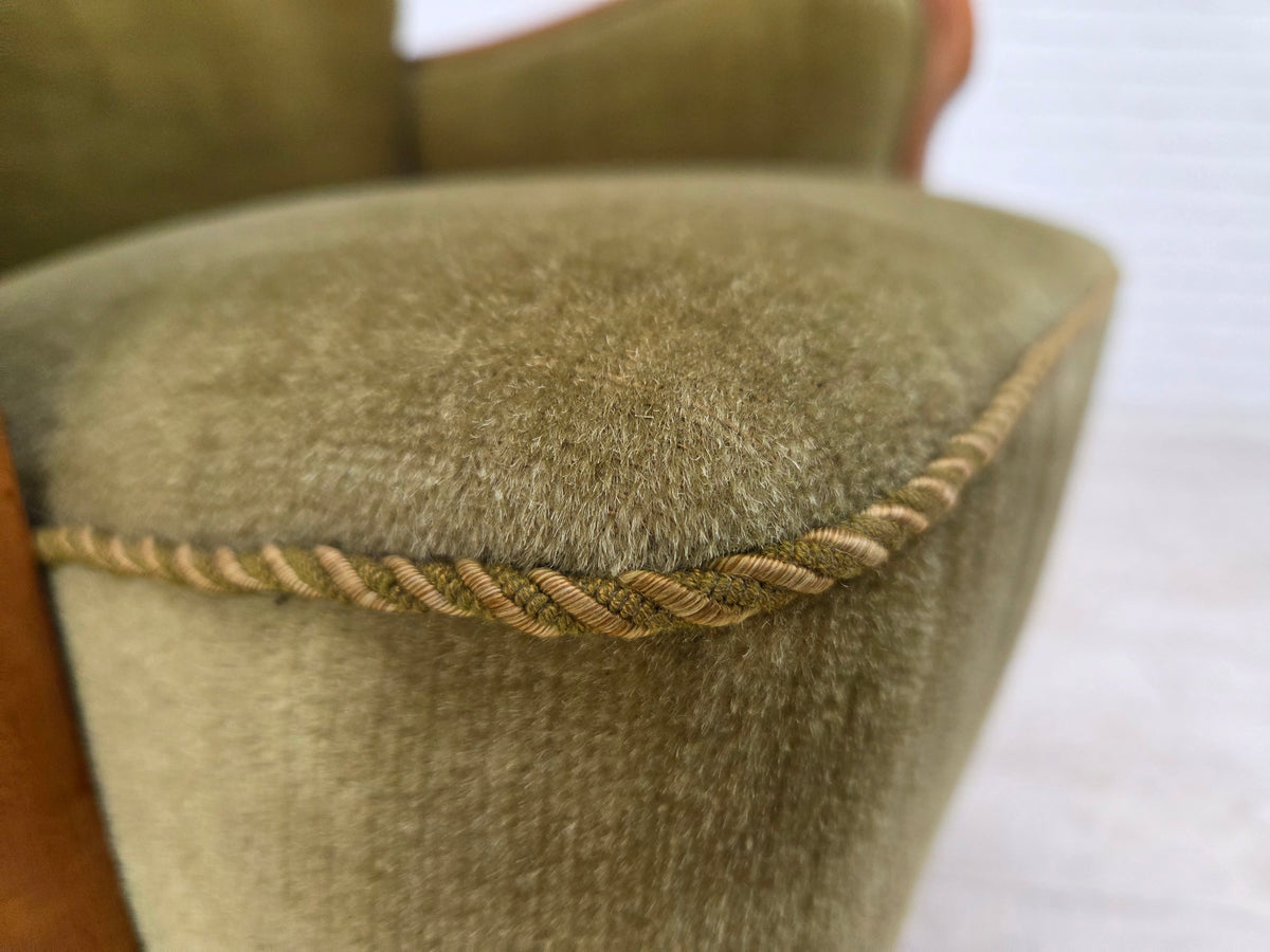 1960s, Danish armchair, furniture velour, beech wood.