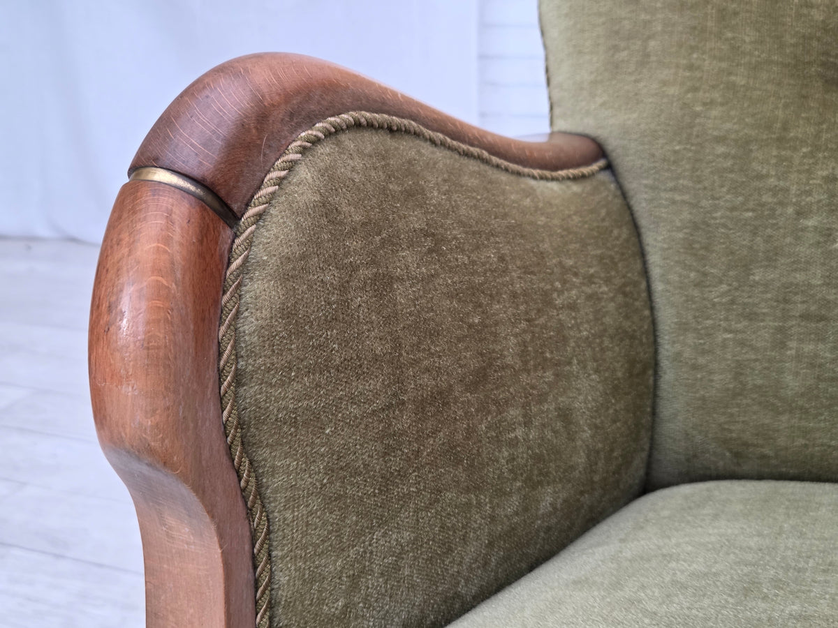 1960s, Danish armchair, furniture velour, beech wood.