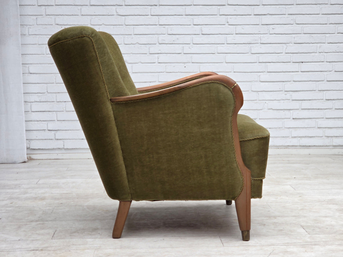 1960s, Danish armchair, furniture velour, beech wood.