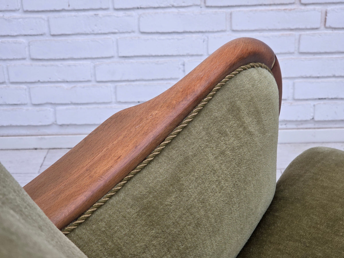 1960s, Danish armchair, furniture velour, beech wood.