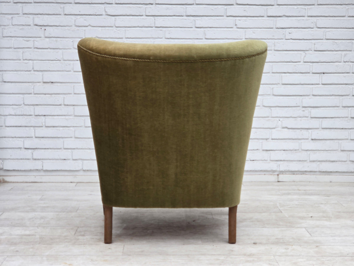 1960s, Danish armchair, furniture velour, beech wood.