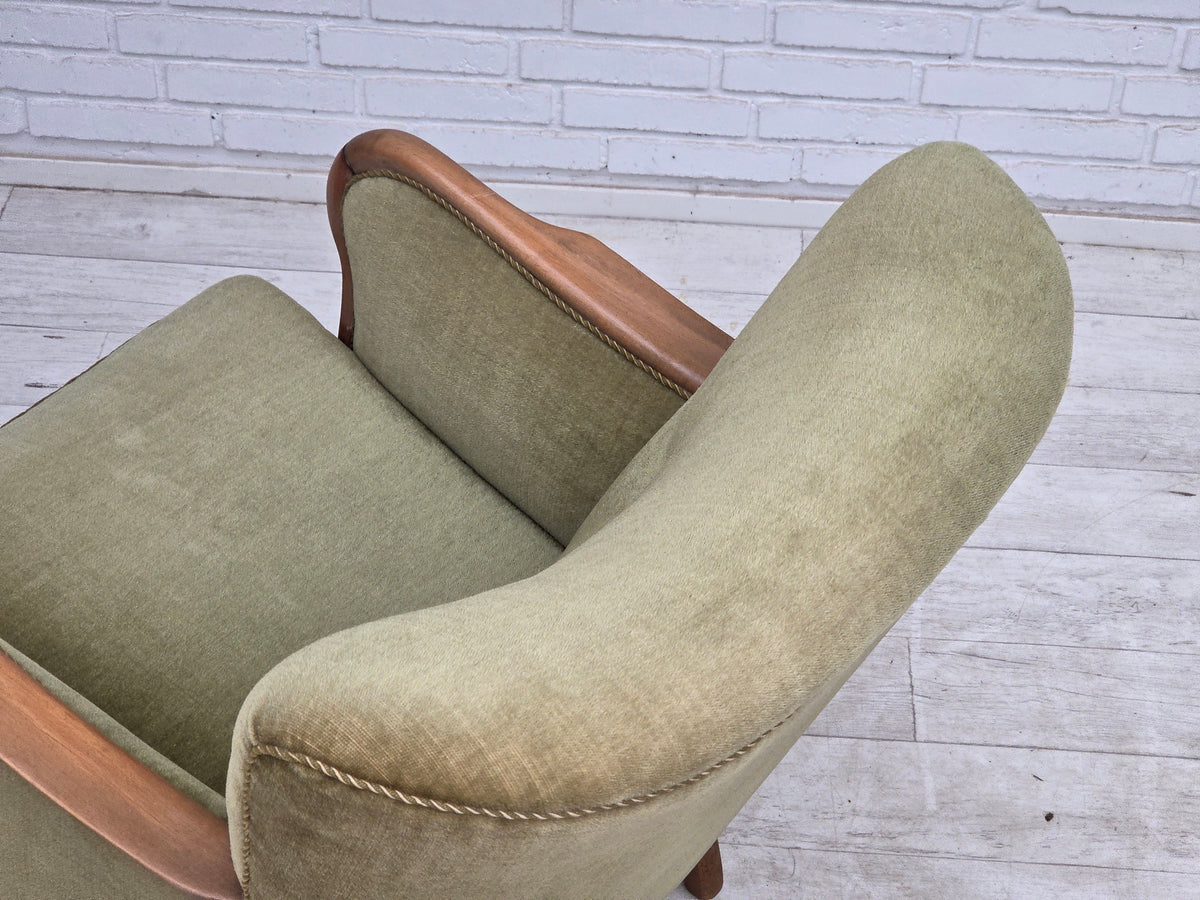 1960s, Danish armchair, furniture velour, beech wood.
