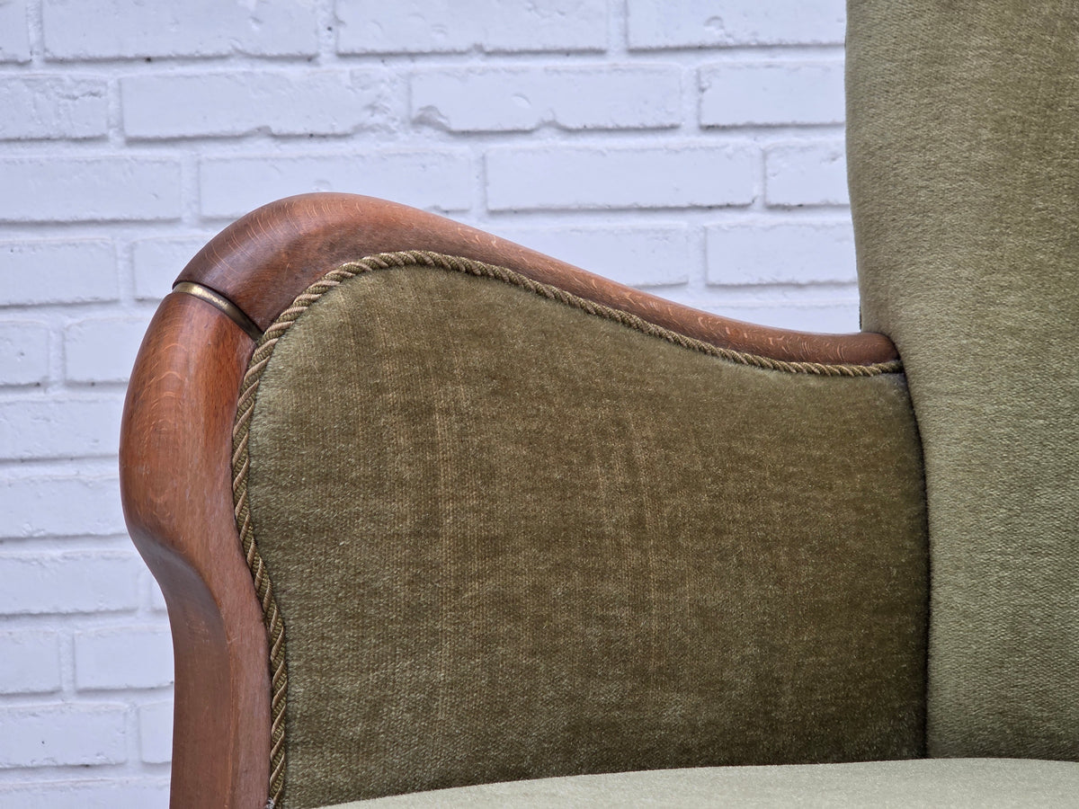 1960s, Danish armchair, furniture velour, beech wood.