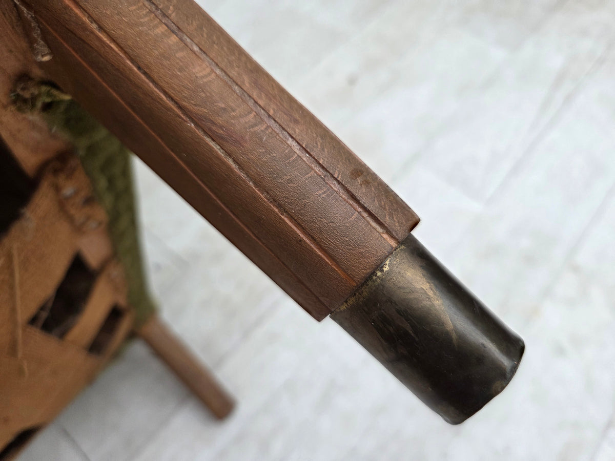 1960s, Danish highback armchair, furniture velour, beech wood.