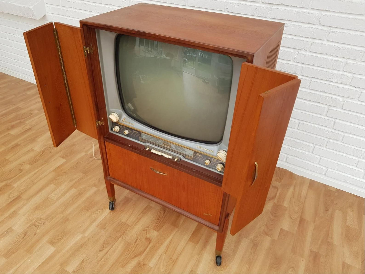 1960s, Vintage Danish cabinet-TV, gramophone, radio, Eltra Bella Vista, teak wood.