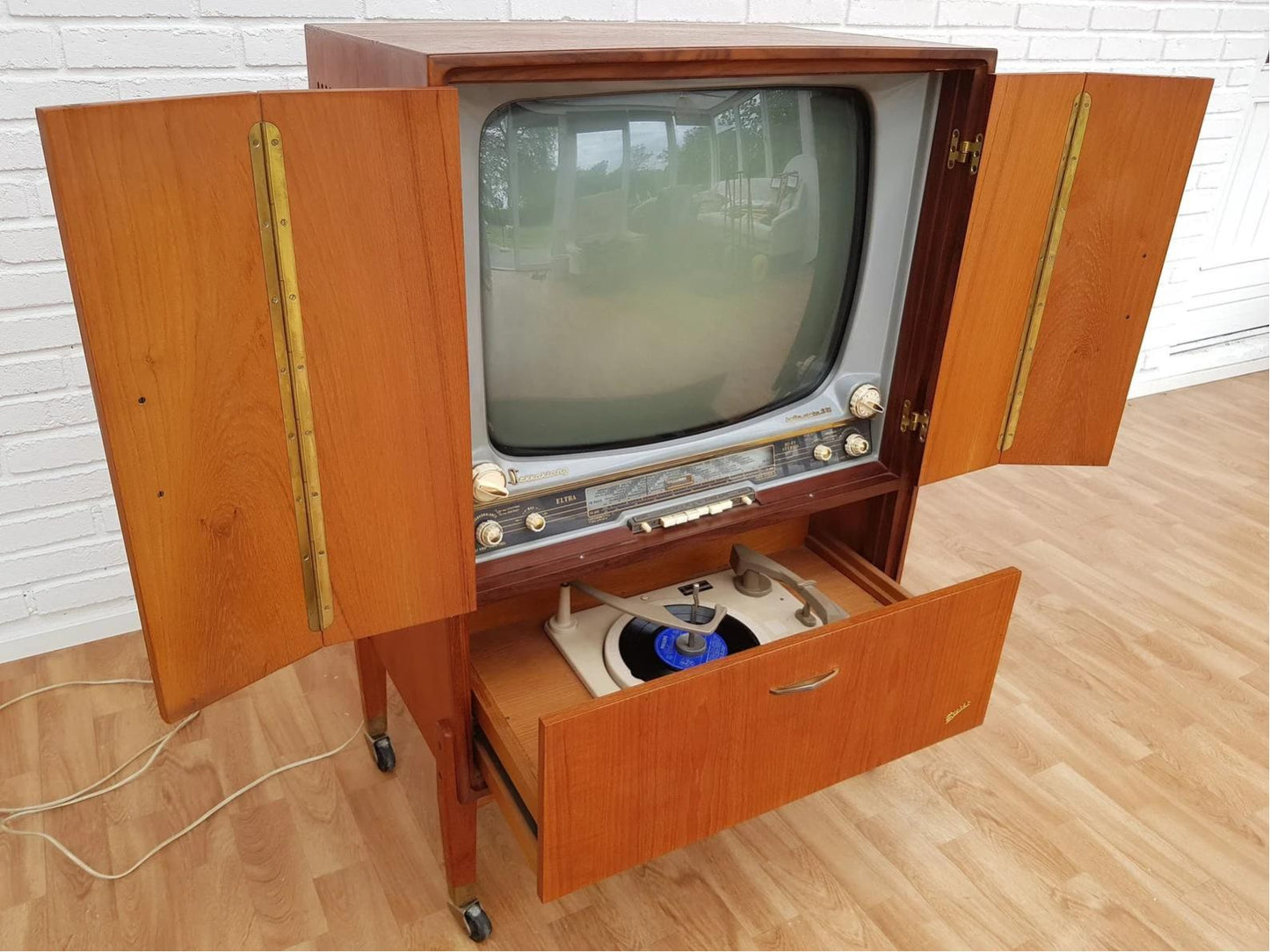 1960s, Vintage Danish cabinet-TV, gramophone, radio, Eltra Bella Vista, teak wood.