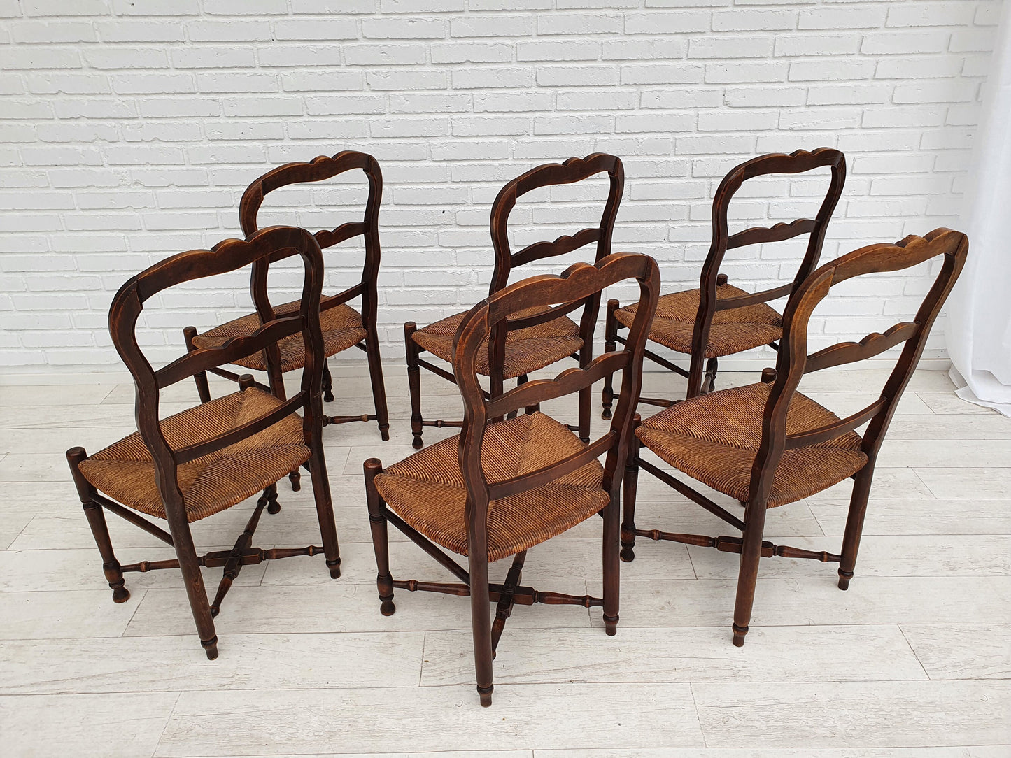 1950s, set of 6 pcs, original Danish country style chairs.