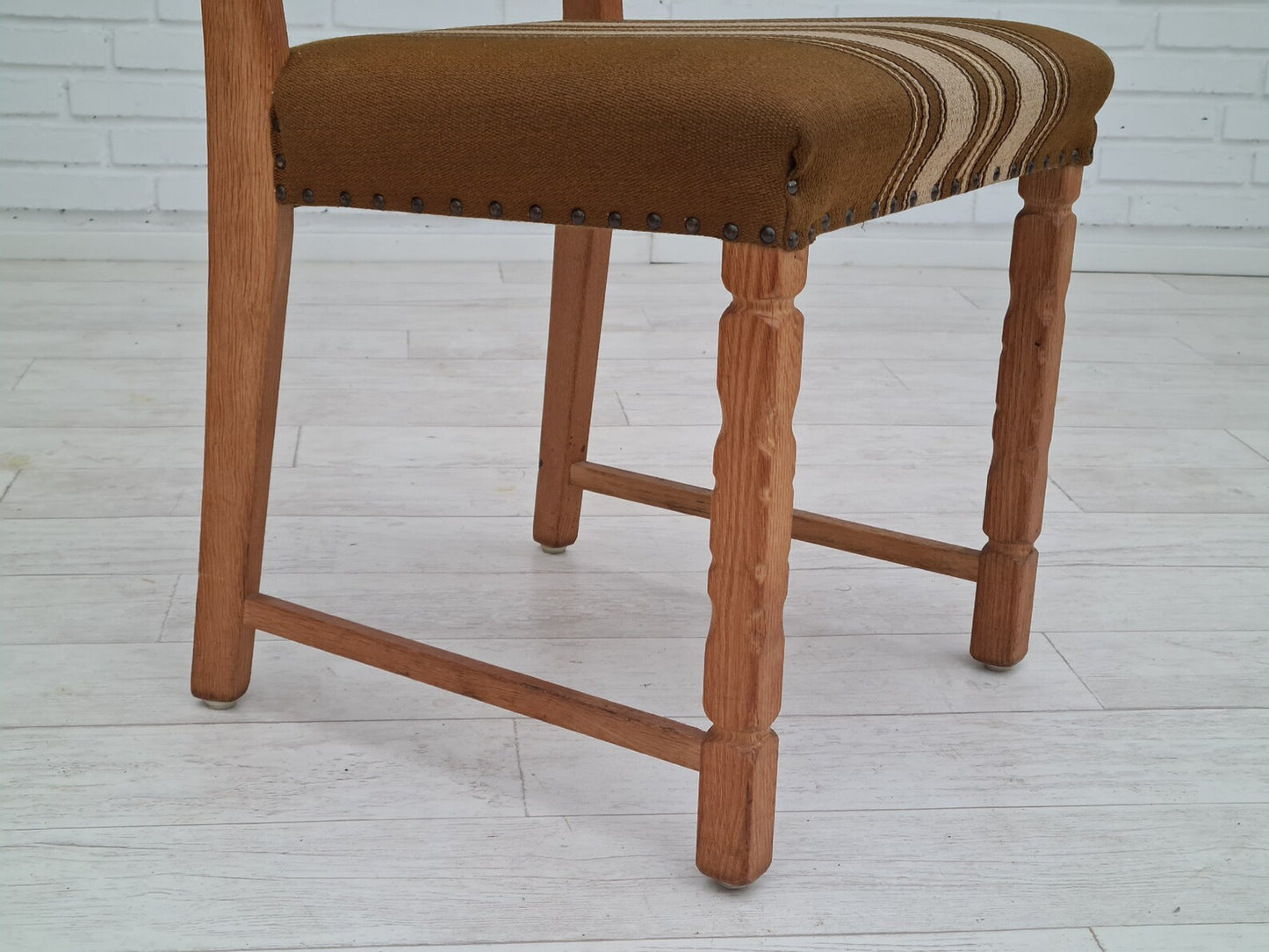 1960s, Original Danish design, Henning Kjærnulf style, set of high back dinning chairs, oak wood.