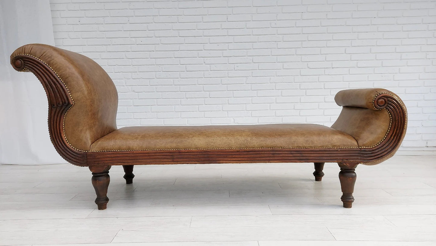 Danish antique chaise longue / daybed, early 20th century, renovated