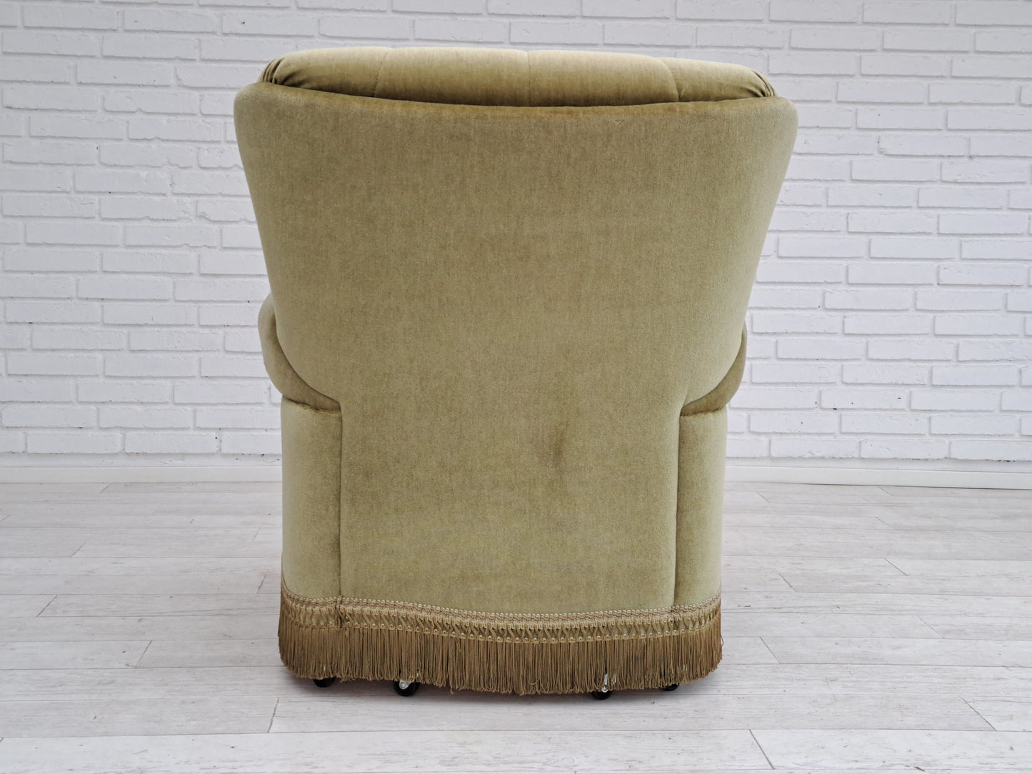 1980s, Danish velour chair, original condition, beech wood.